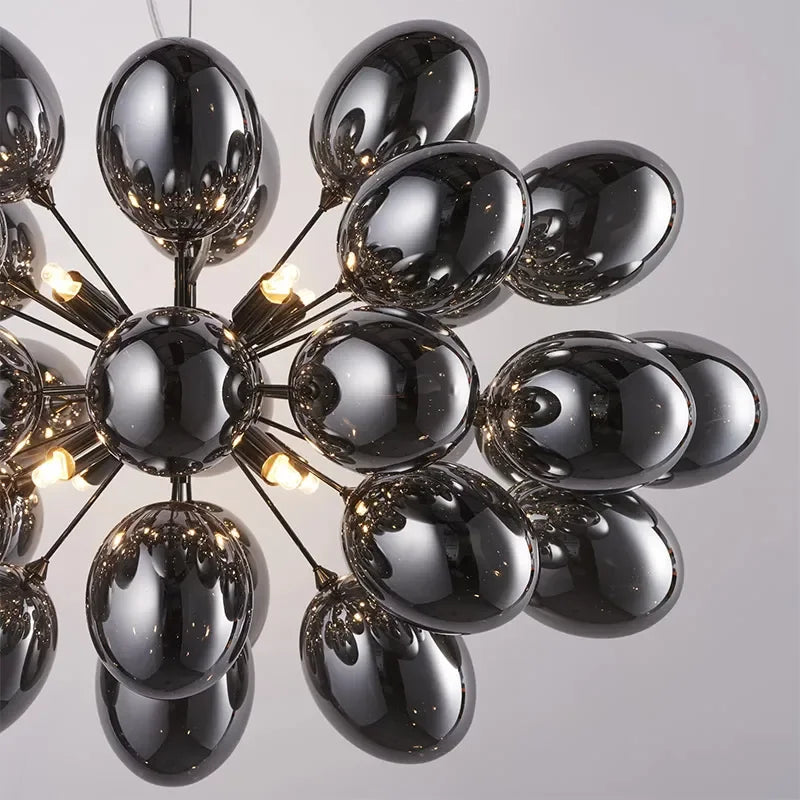 NOIRA BLACK GRAPE GLASS CHANDELIER 15.9" 23.6" 31.5"D