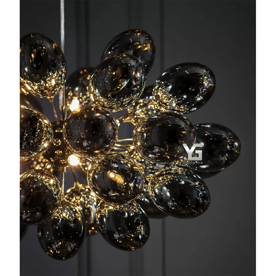 NOIRA BLACK GRAPE GLASS CHANDELIER 15.9" 23.6" 31.5"D