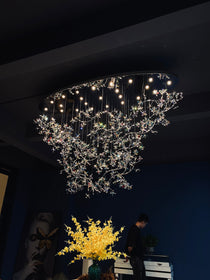 Large K9 Crystal Flower Branch Chandelier For Hotel Foyer Entryway