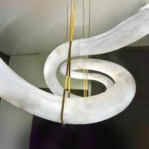 Glacera Designer Inspired Alabaster Chandelier Light For Living Room 35'' 55'' 56'' 70'' 96''W