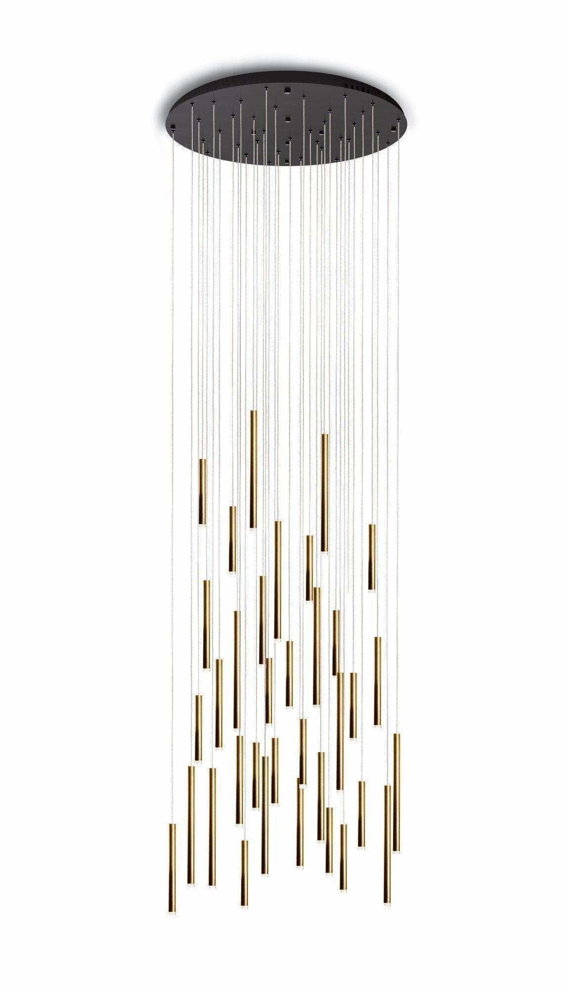 Brillia Round Two-Tone Tubular Pendant Light Chandelier