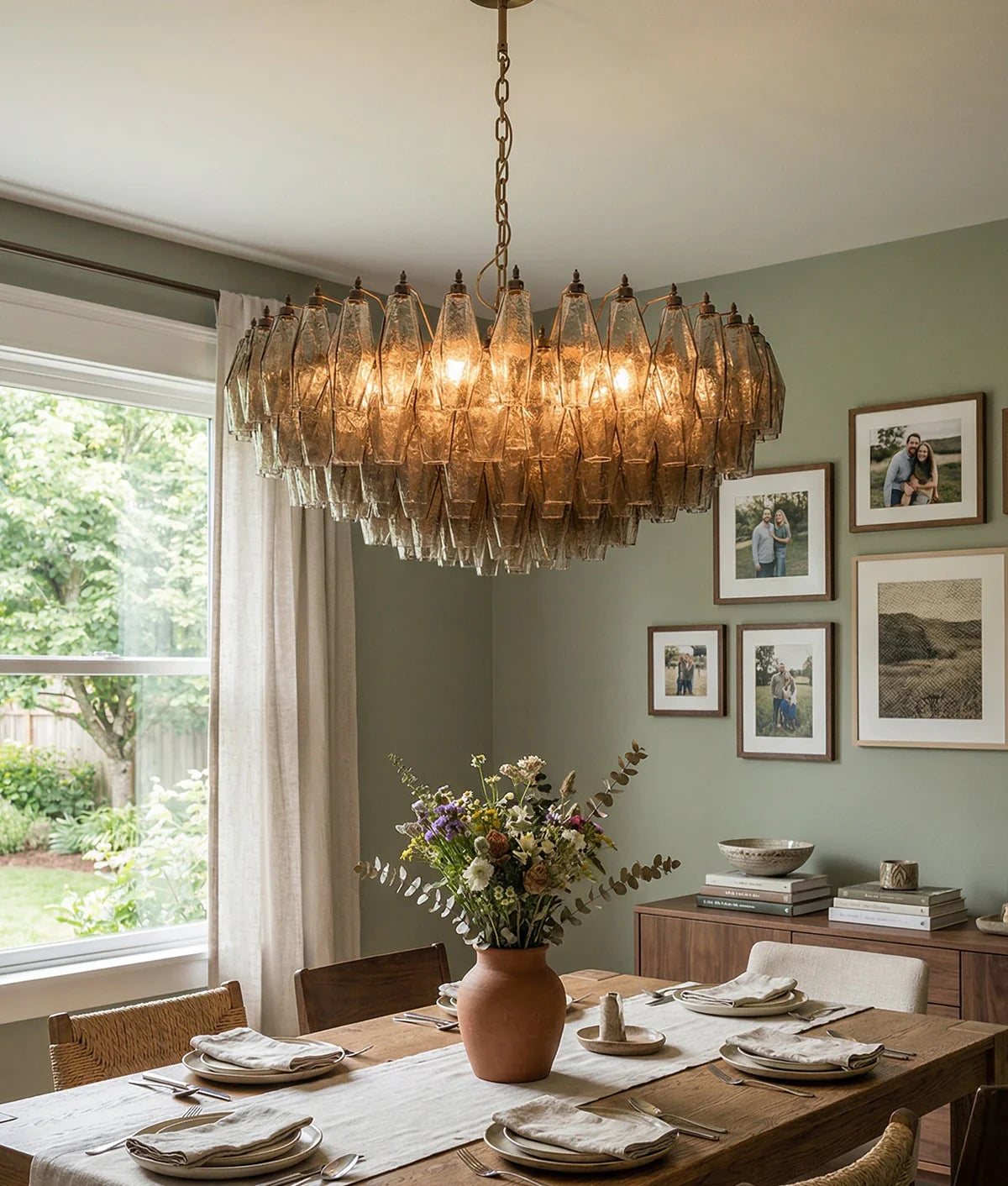 Murano Faceted Smoked Glass Chandelier
