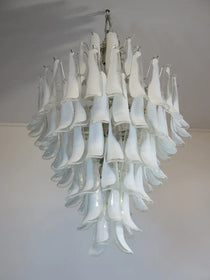 Murano Glass Chandelier – 85 petals – White/Transparent