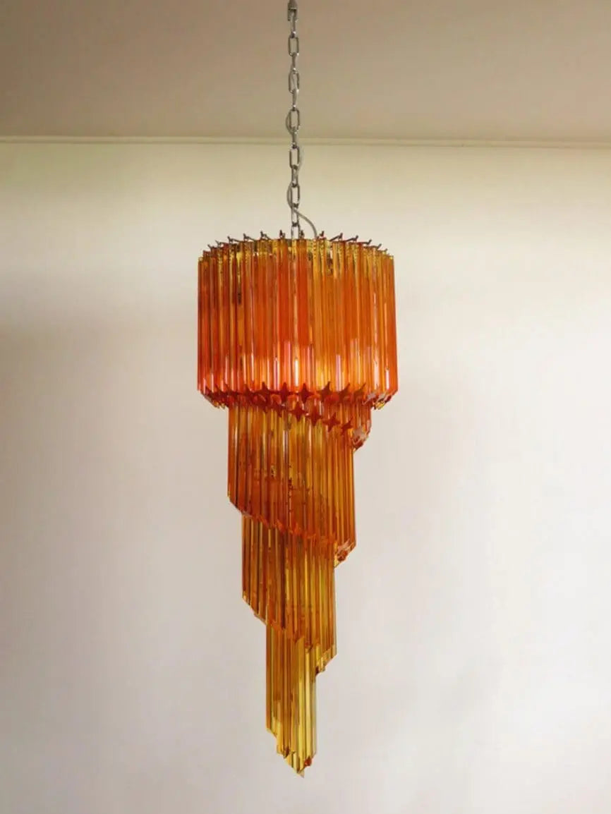 Murano Glass Chandelier – Spiral – 86 prisms – Amber