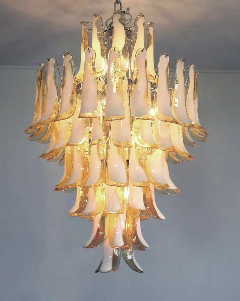 Murano Glass Chandelier – 85 petals – Caramel