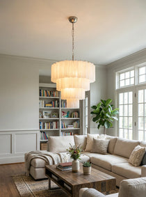 Murano White Glass Tubes Chandelier