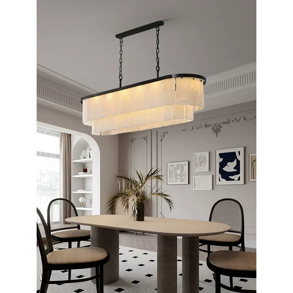 AURA NATURAL ALABASTER CHANDELIER 39" 47"L