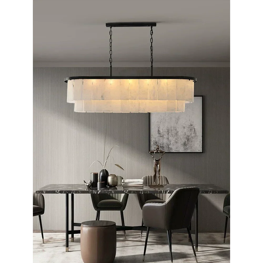 AURA NATURAL ALABASTER CHANDELIER 39" 47"L