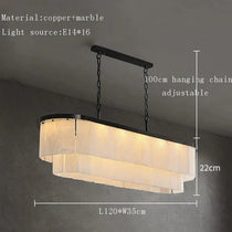 AURA NATURAL ALABASTER CHANDELIER 39" 47"L