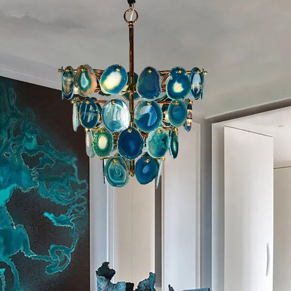 ETERNA NATURAL GREEN AGATE CHANDELIER 23'' 27''D