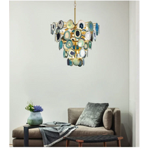 ETERNA NATURAL GREEN AGATE CHANDELIER 23'' 27''D