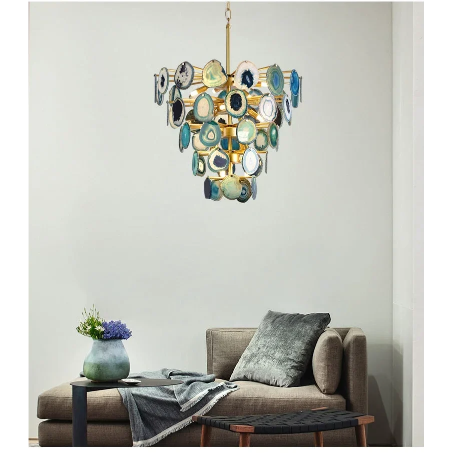ETERNA NATURAL GREEN AGATE CHANDELIER 23'' 27''D