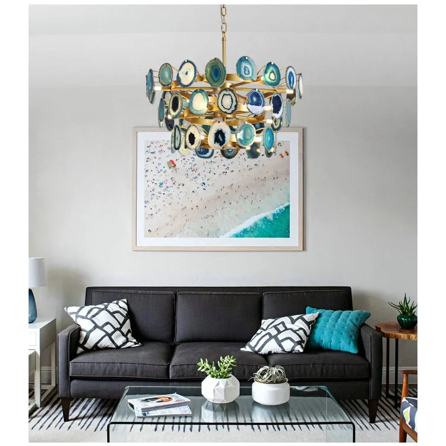 ETERNA NATURAL GREEN AGATE CHANDELIER 23'' 27''D
