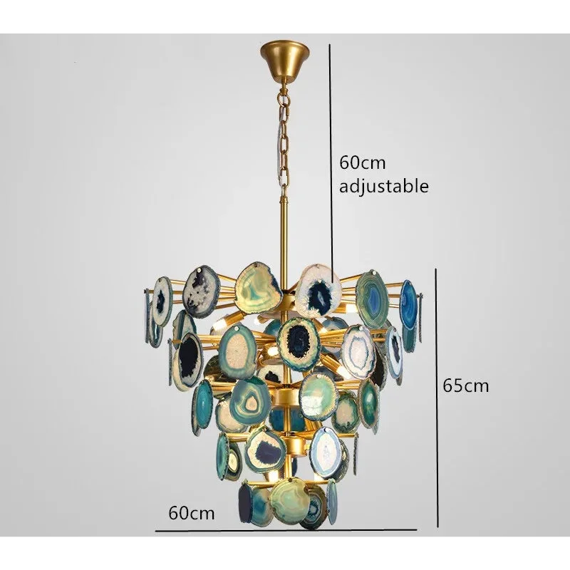 ETERNA NATURAL GREEN AGATE CHANDELIER 23'' 27''D