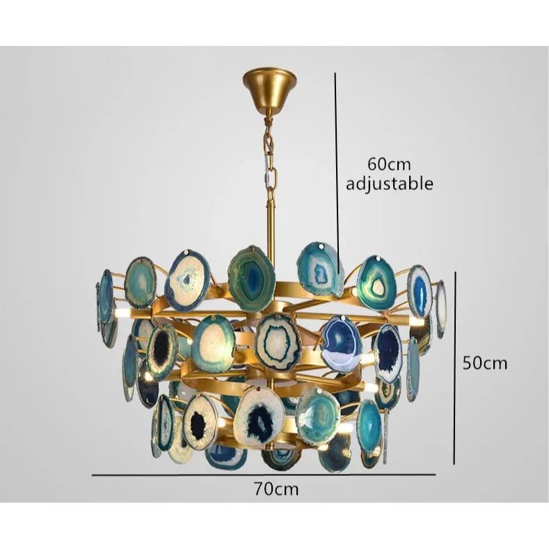 ETERNA NATURAL GREEN AGATE CHANDELIER 23'' 27''D