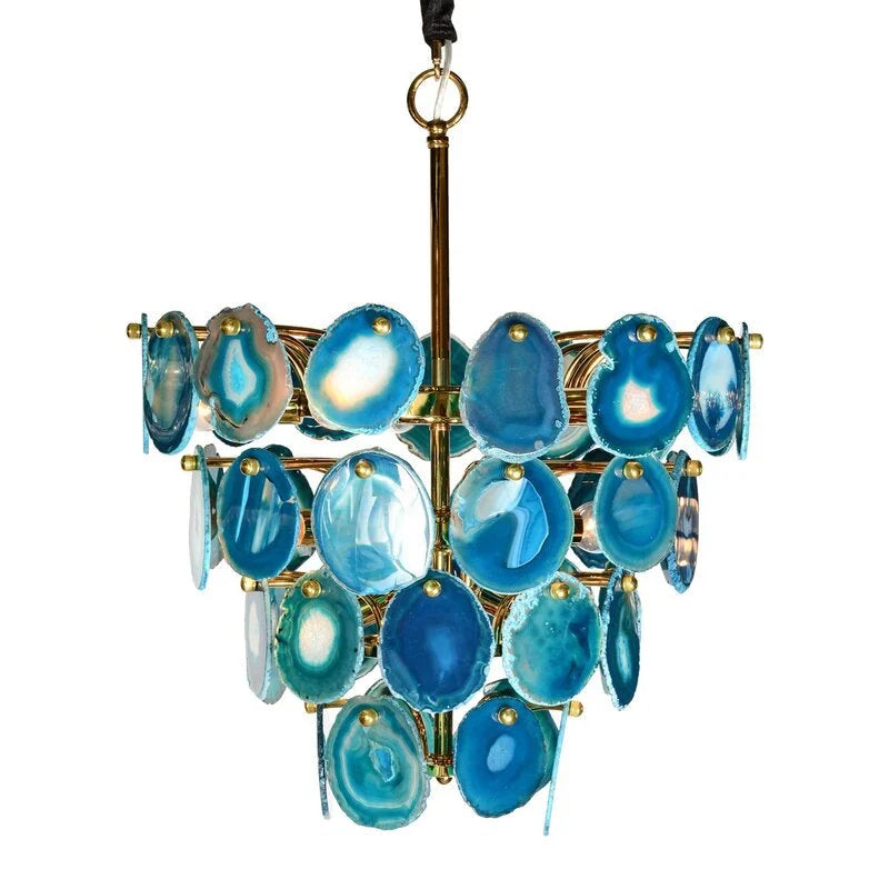 ETERNA NATURAL GREEN AGATE CHANDELIER 23'' 27''D