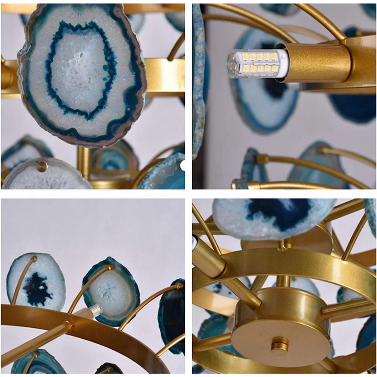 ETERNA NATURAL GREEN AGATE CHANDELIER 23'' 27''D
