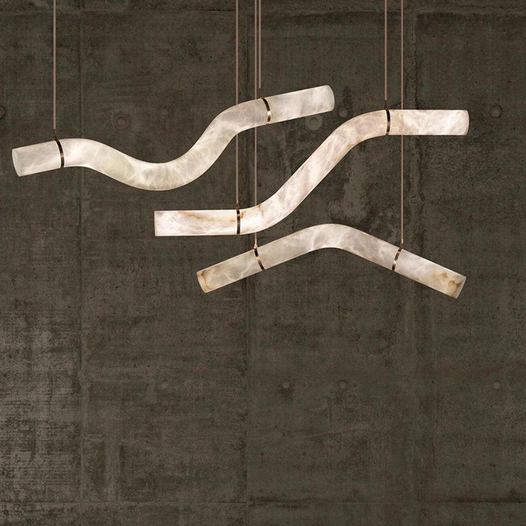 Glacera Simplicity Alabaster Curved Chandelier