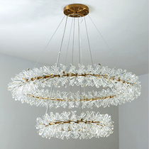 Postmodern Two-Tier Ring Crystal Chandelier