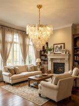 Oval Transparent Glass U Shape White Chandelier