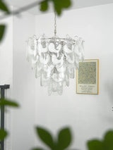 Oval Transparent Glass U Shape White Chandelier