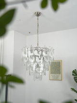 Oval Transparent Glass U Shape White Chandelier