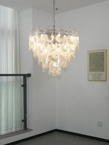 Oval Transparent Glass U Shape White Chandelier