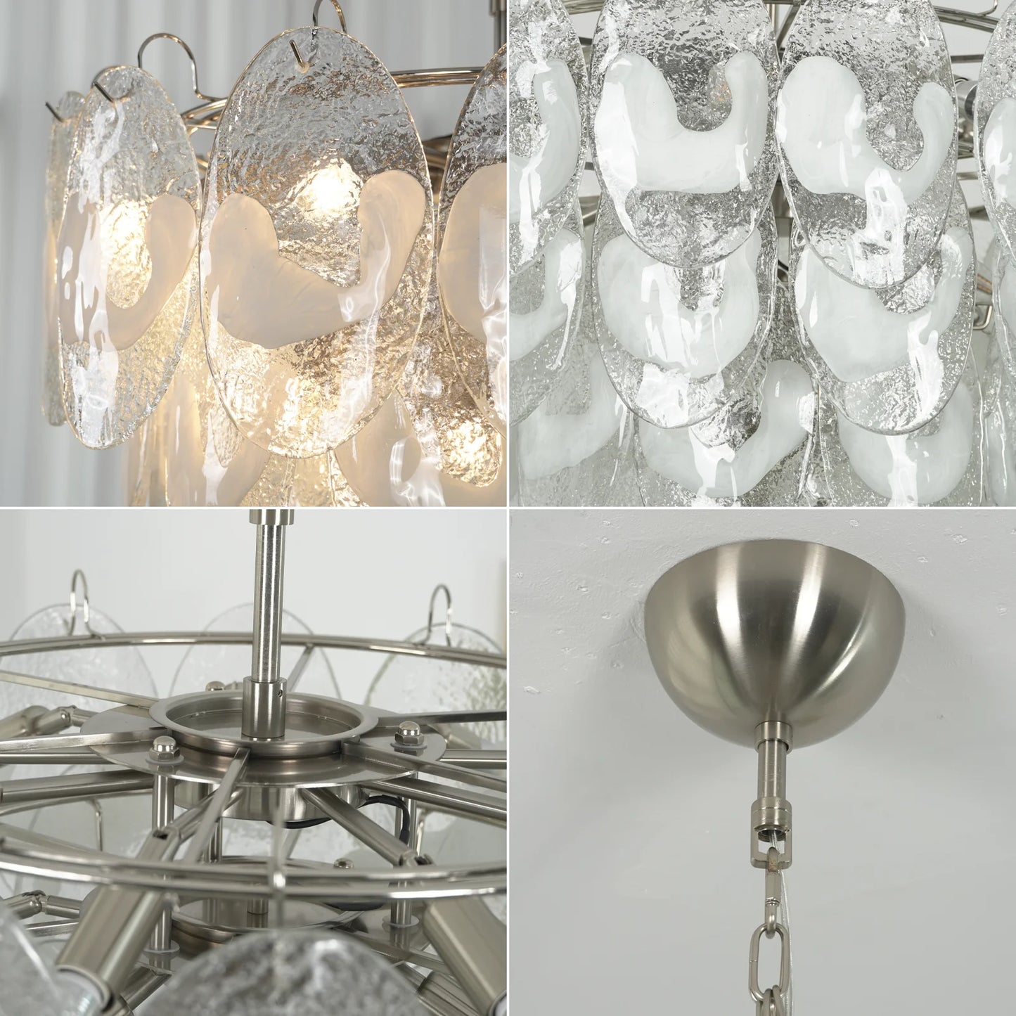 Oval Transparent Glass U Shape White Chandelier
