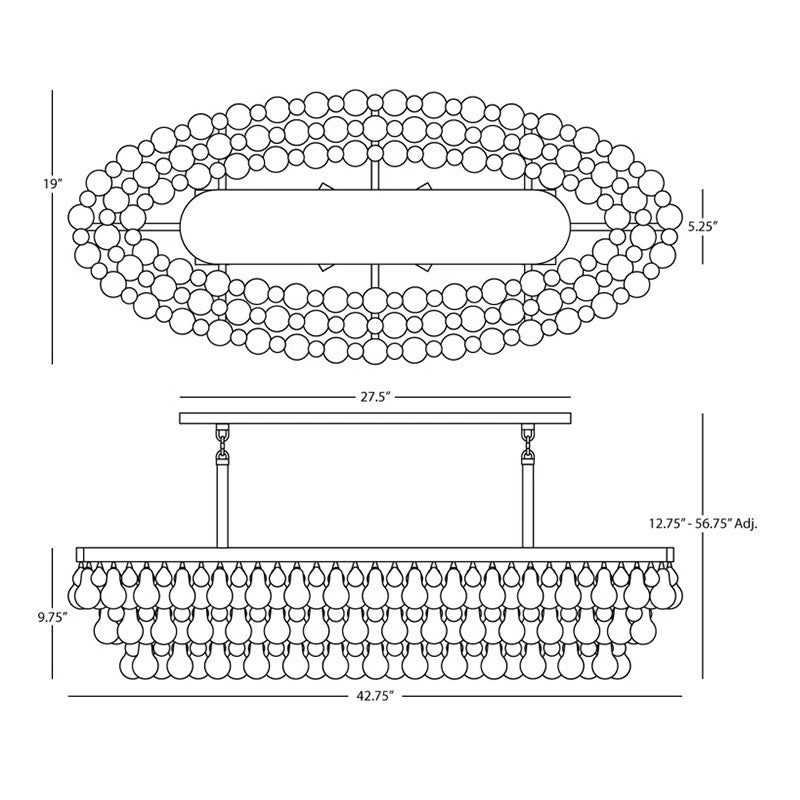 Abe Waterdrop Crystal Oval Chandelier 43"