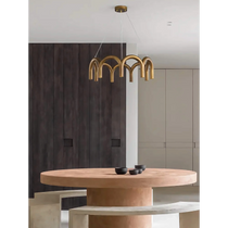 ZYRA PATINATED BRASS ARCH CHANDELIER 25.6" 33.5"W