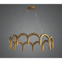 ZYRA PATINATED BRASS ARCH CHANDELIER 25.6" 33.5"W