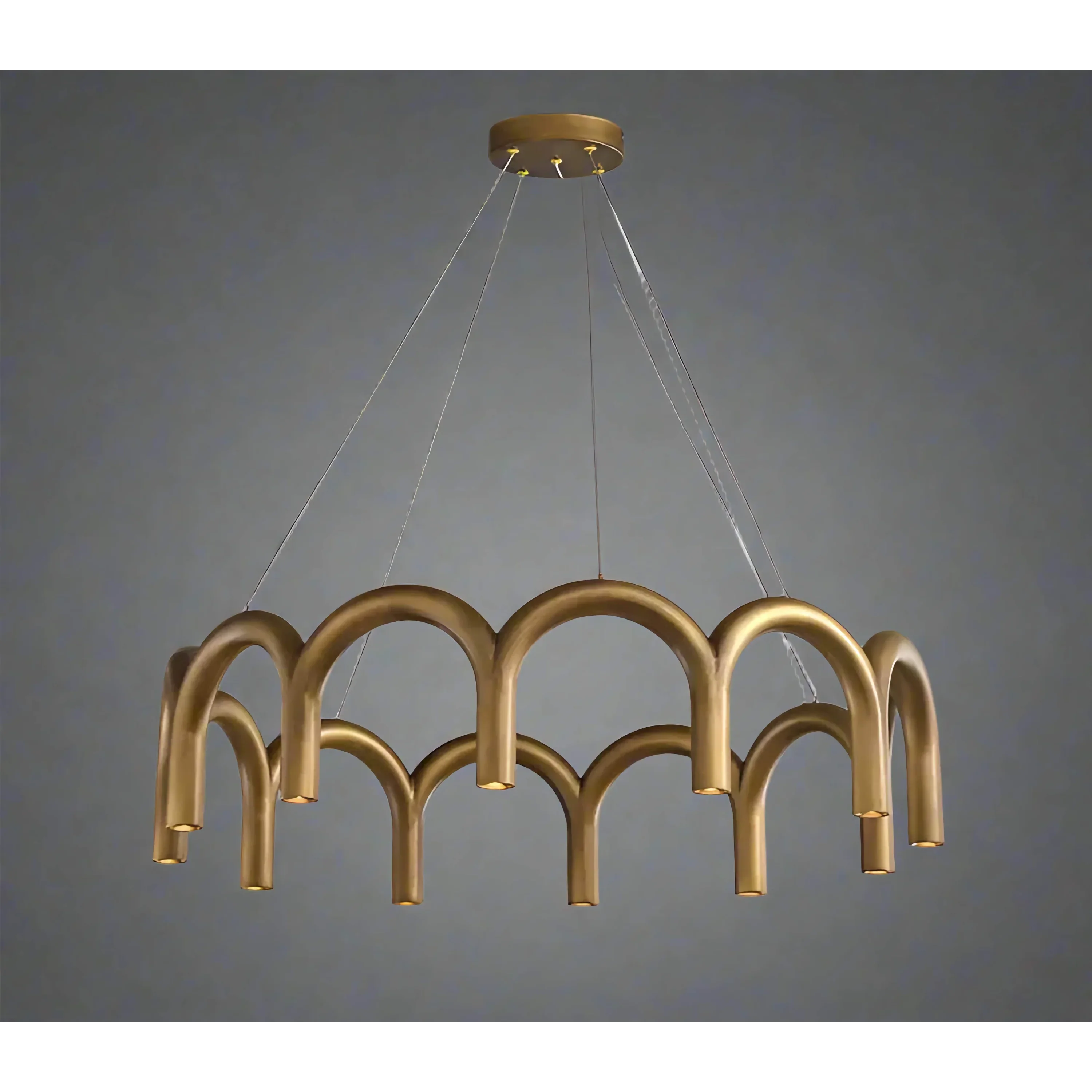 ZYRA PATINATED BRASS ARCH CHANDELIER 25.6" 33.5"W