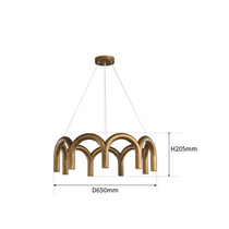 ZYRA PATINATED BRASS ARCH CHANDELIER 25.6" 33.5"W