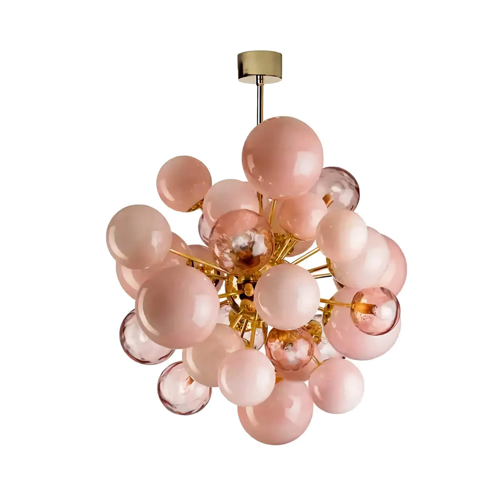 MURANO LUMINA PINK GLASS GLOBE CHANDELIER 31.5"D