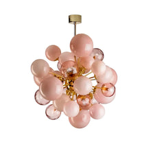 MURANO LUMINA PINK GLASS GLOBE CHANDELIER 31.5"D