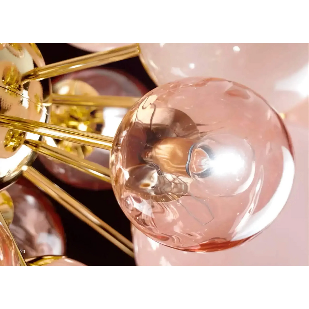 MURANO LUMINA PINK GLASS GLOBE CHANDELIER 31.5"D