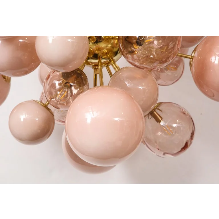 MURANO LUMINA PINK GLASS GLOBE CHANDELIER 31.5"D