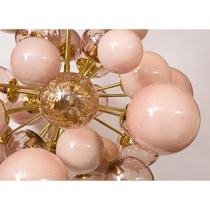 MURANO LUMINA PINK GLASS GLOBE CHANDELIER 31.5"D