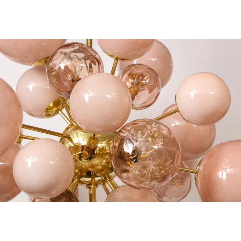 MURANO LUMINA PINK GLASS GLOBE CHANDELIER 31.5"D
