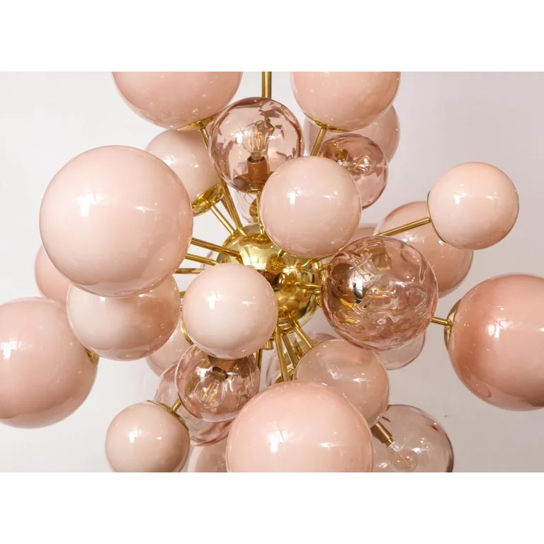 MURANO LUMINA PINK GLASS GLOBE CHANDELIER 31.5"D