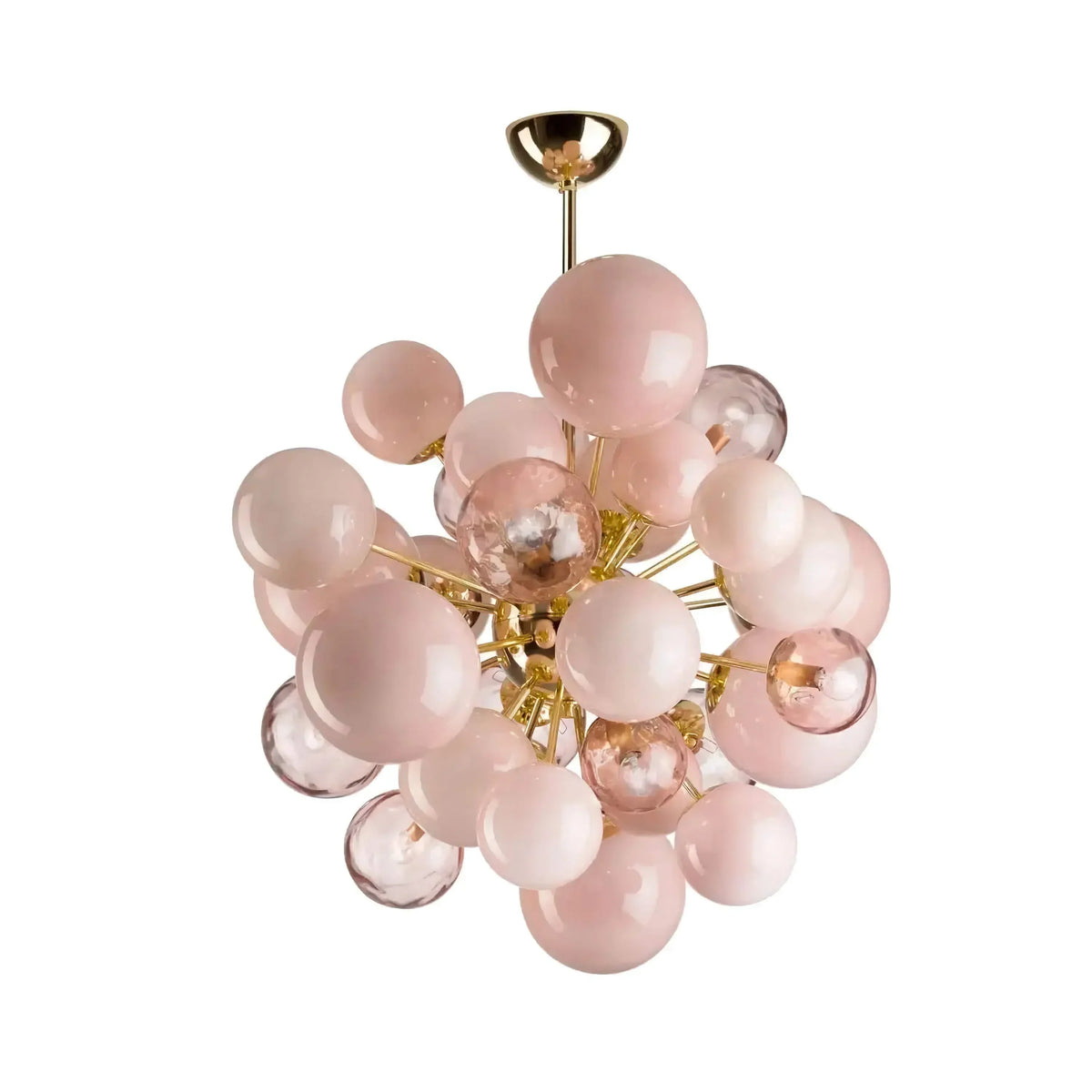 MURANO LUMINA PINK GLASS GLOBE CHANDELIER 31.5"D