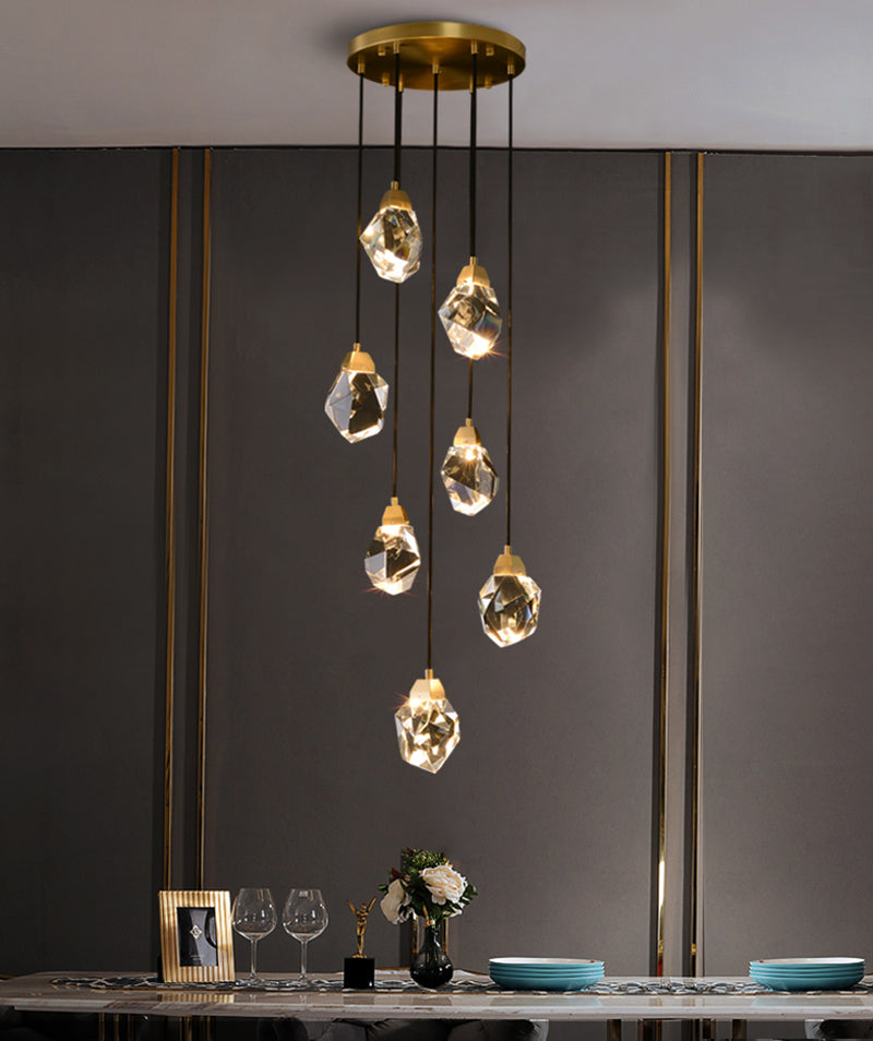 Stones Multiple Irregular Crystal Chandelier