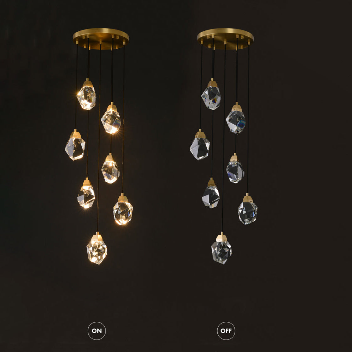 Stones Multiple Irregular Crystal Chandelier