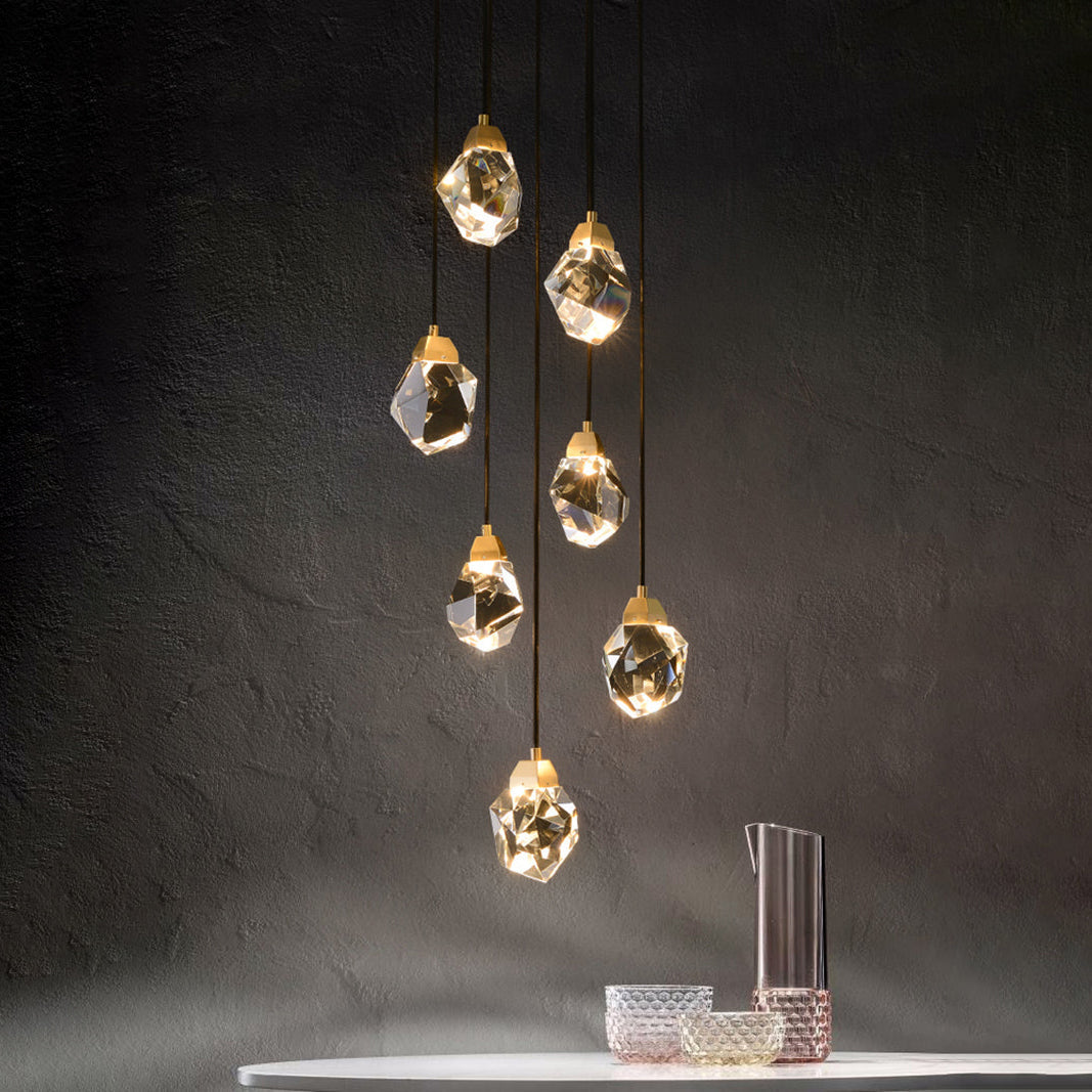 Stones Multiple Irregular Crystal Chandelier