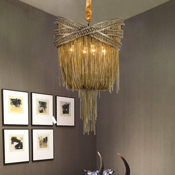 Stacking Rings Chain Tassel Pendant Chandelier Secondary image