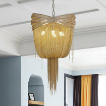 Stacking Rings Chain Tassel Pendant Chandelier