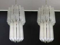 Murano Glass Chandelier – Quadriedri – 46 prisms – Transparent