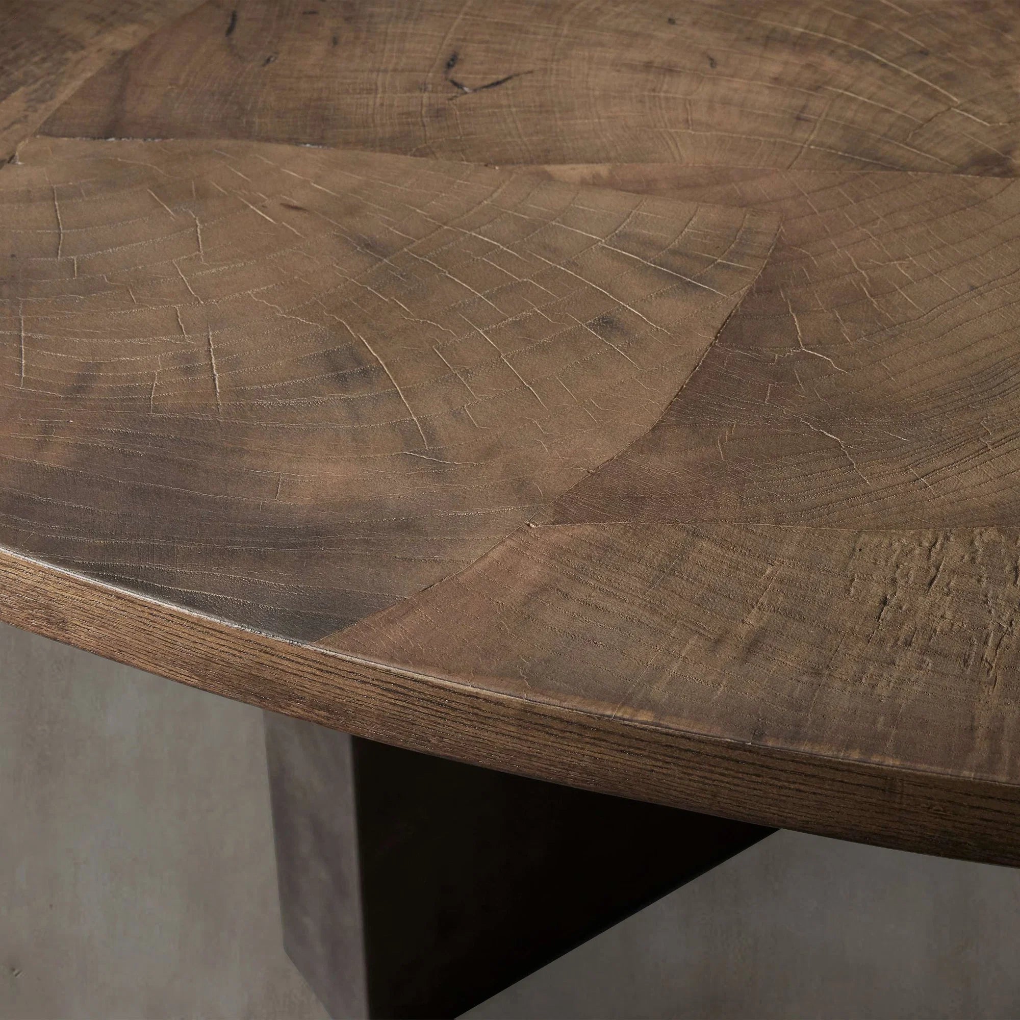 Loranco Wood Round Dining Table With Oxidized Steel Base Secondary image
