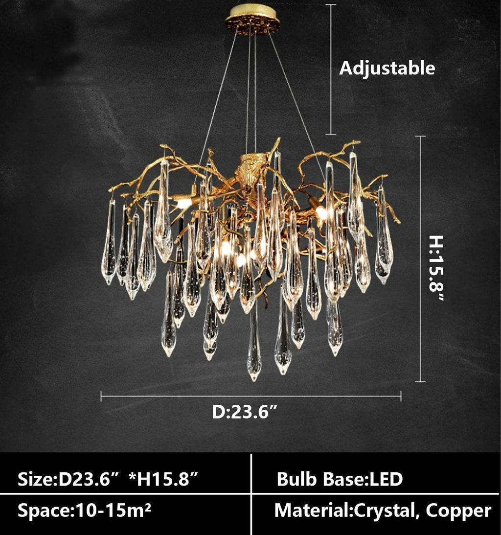 Raindrop Crystal Branches Chandelier French Style For Dining Living Room