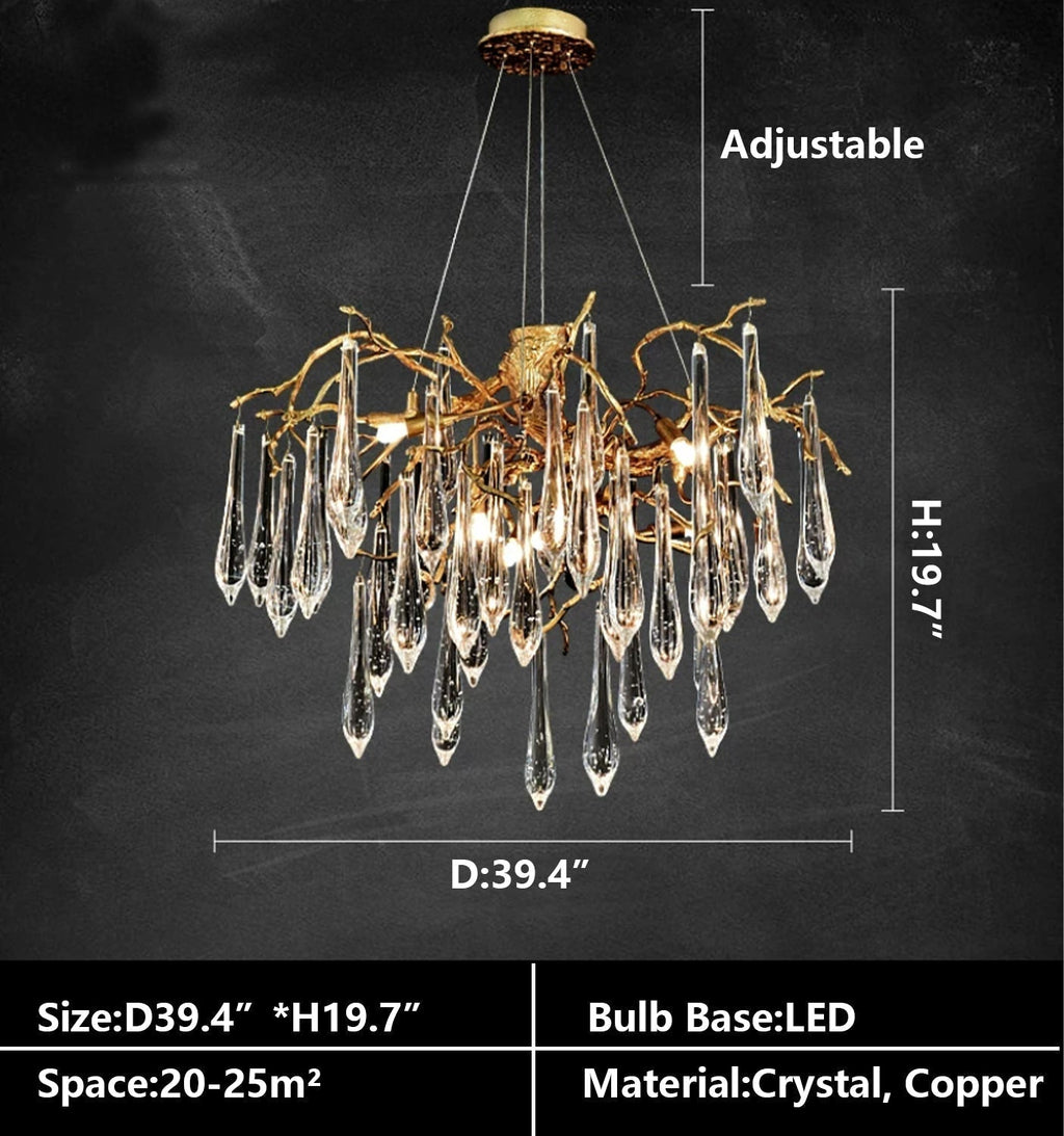 Raindrop Crystal Branches Chandelier French Style For Dining Living Room